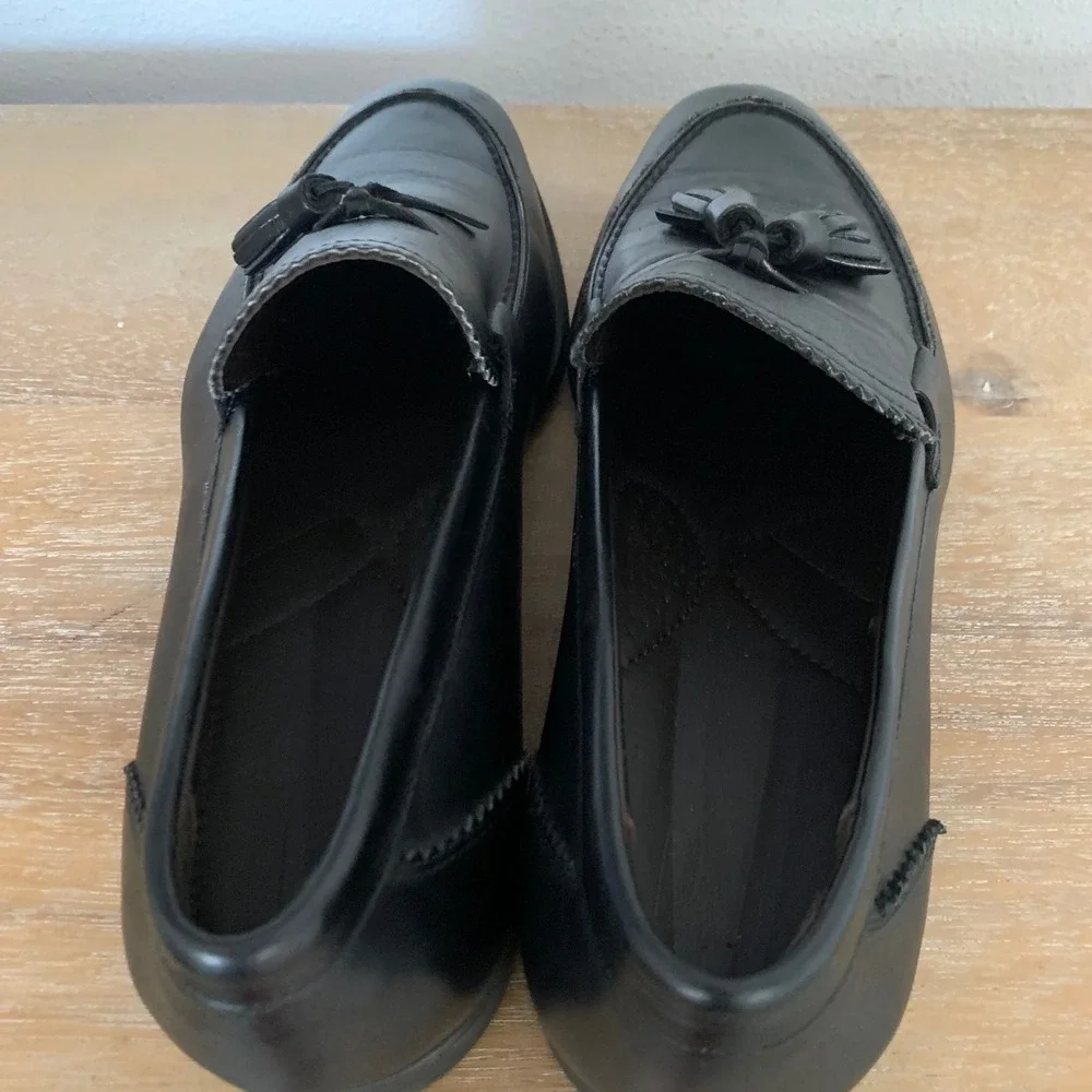Bruno Magli Berna Black Leather Tassel Loafers Mens 9.5 M Made in Italy BM600404